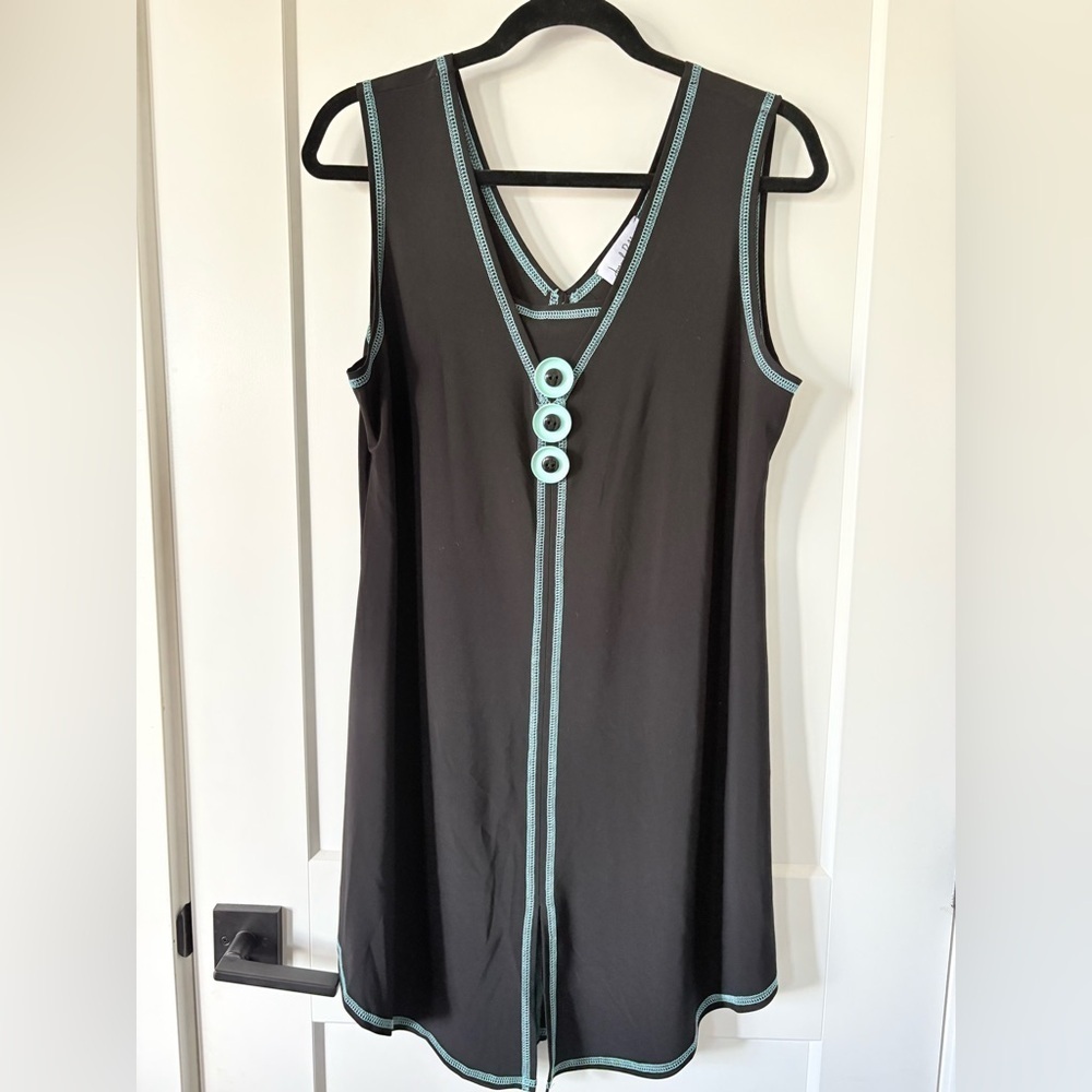 Joseph Ribkoff Black Garment with Blue Stitching